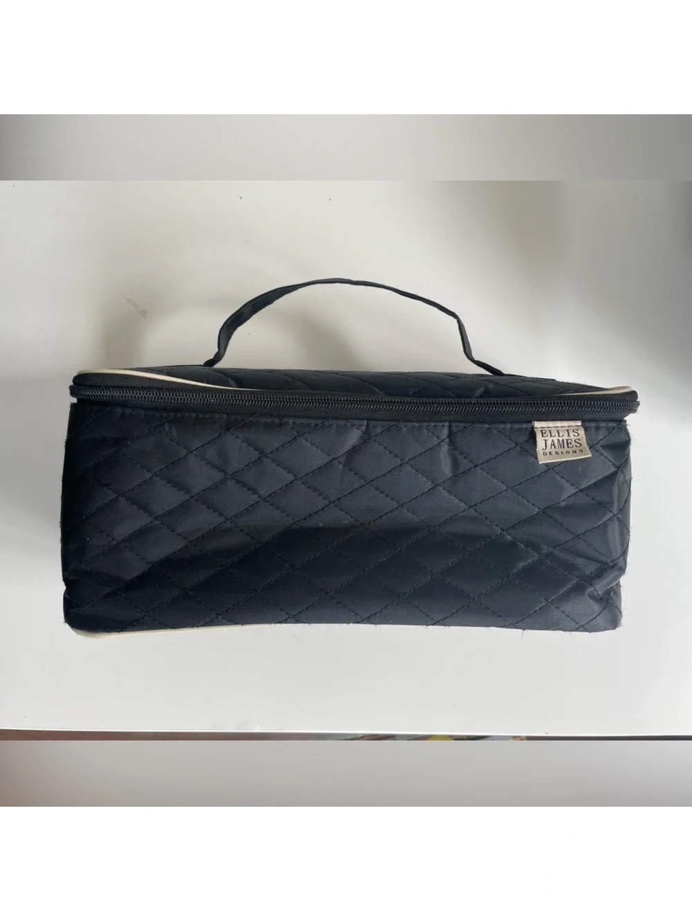 Ellis James Black and Cream Makeup Travel Bag